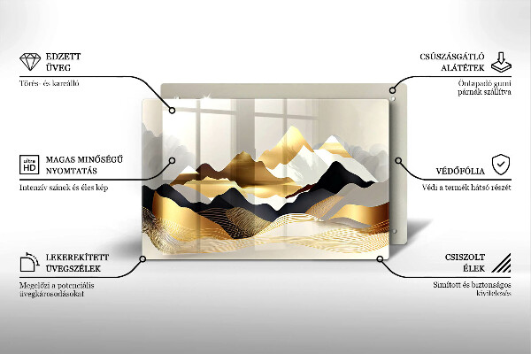 Tagliere in vetro Montagne dorate astratte