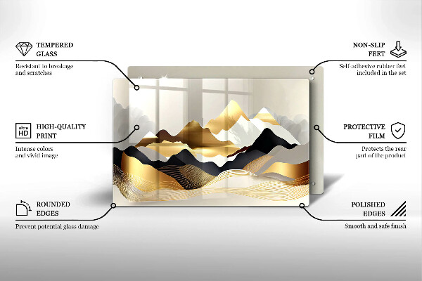 Tagliere in vetro Montagne dorate astratte