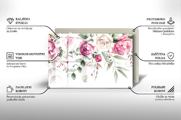 Tagliere in vetro Rose dell'acquerello