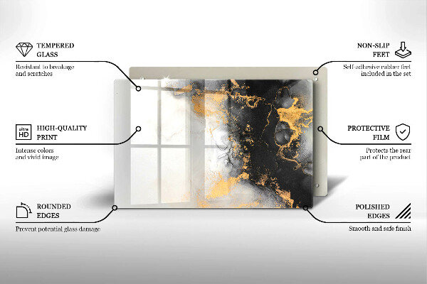 Tagliere in vetro Astrazione con l'oro