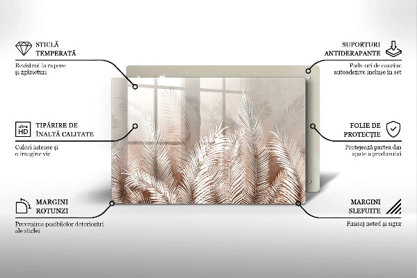 Tagliere in vetro Foglie di vegetazione boho