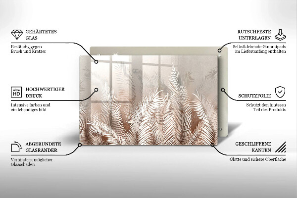 Tagliere in vetro Foglie di vegetazione boho