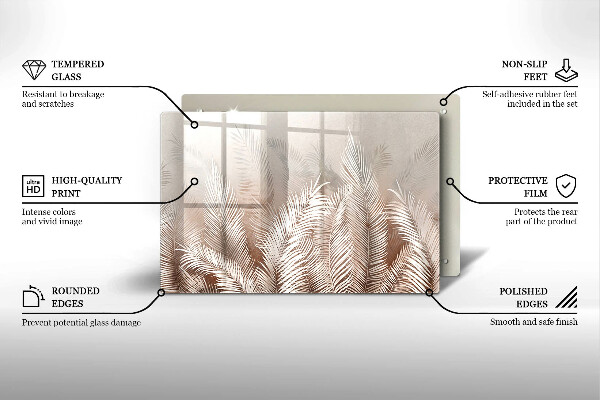 Tagliere in vetro Foglie di vegetazione boho