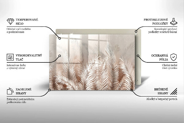 Tagliere in vetro Foglie di vegetazione boho