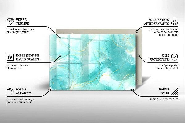 Tagliere in vetro Astrazione blu e oro