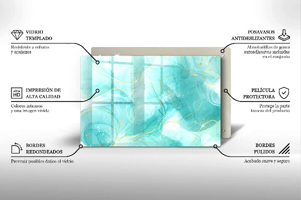 Tagliere in vetro Astrazione blu e oro