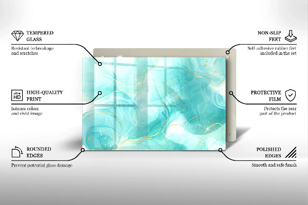 Tagliere in vetro Astrazione blu e oro