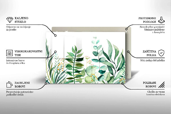 Tagliere in vetro Illustrazione delle foglie delle piante