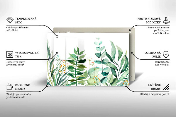 Tagliere in vetro Illustrazione delle foglie delle piante