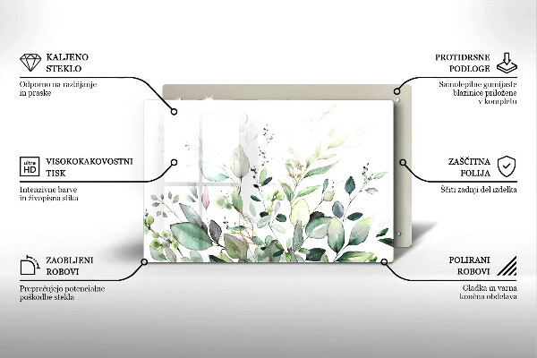 Tagliere in vetro Piante ad acquerello