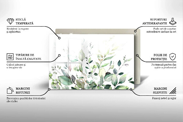 Tagliere in vetro Piante ad acquerello