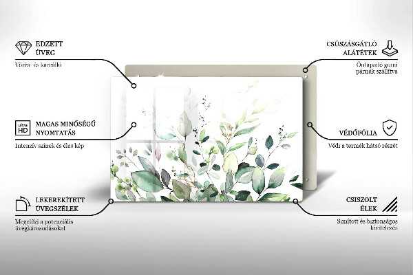 Tagliere in vetro Piante ad acquerello