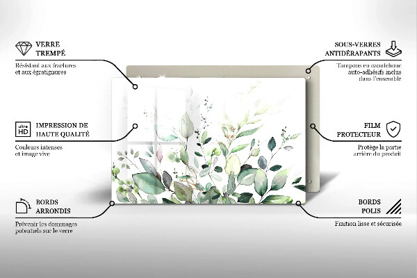 Tagliere in vetro Piante ad acquerello