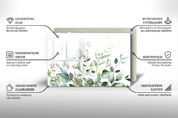 Tagliere in vetro Piante ad acquerello