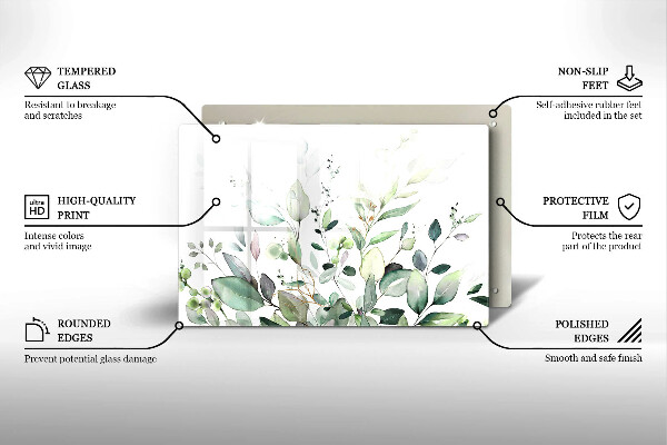 Tagliere in vetro Piante ad acquerello