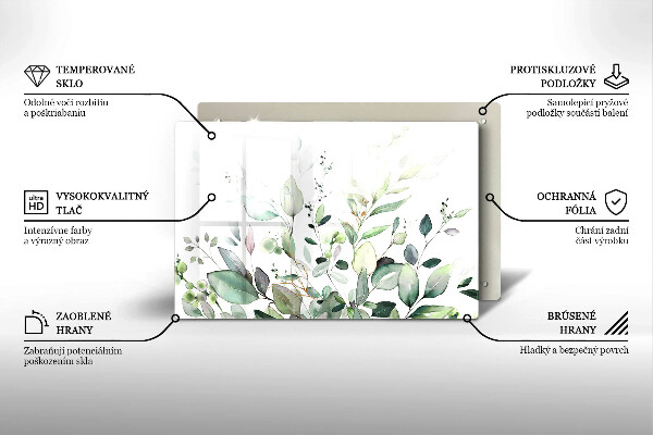 Tagliere in vetro Piante ad acquerello