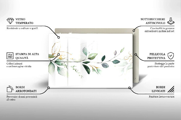 Tagliere in vetro Foglie ad acquerello
