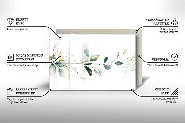 Tagliere in vetro Foglie ad acquerello