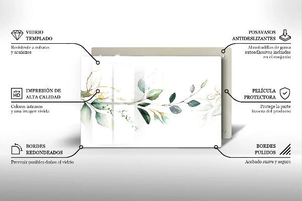 Tagliere in vetro Foglie ad acquerello