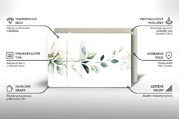 Tagliere in vetro Foglie ad acquerello