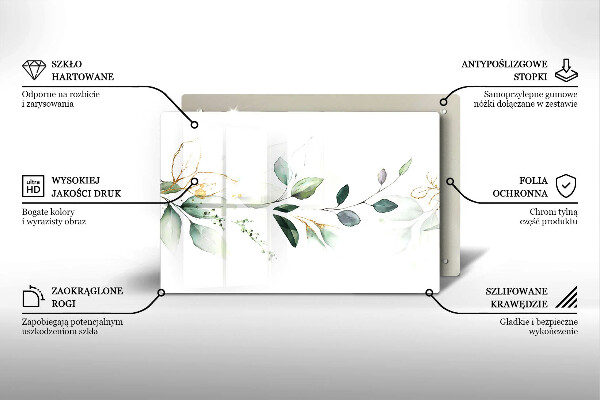 Tagliere in vetro Foglie ad acquerello