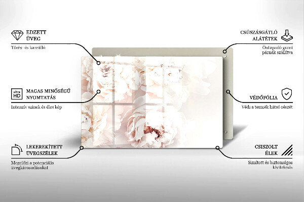 Tagliere in vetro temperato Peonie pastello