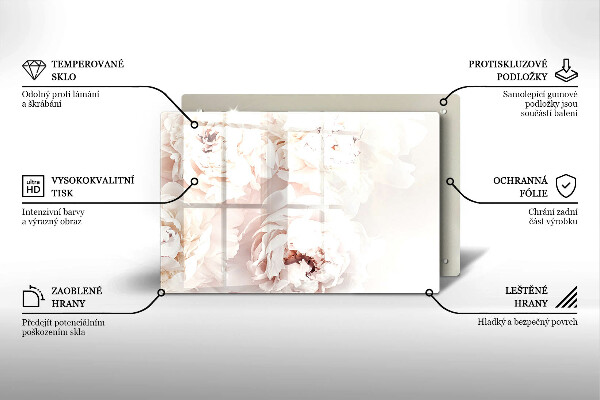 Tagliere in vetro temperato Peonie pastello