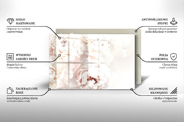 Tagliere in vetro temperato Peonie pastello