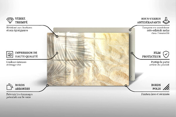 Tagliere in vetro temperato Foglie di palma e sabbia