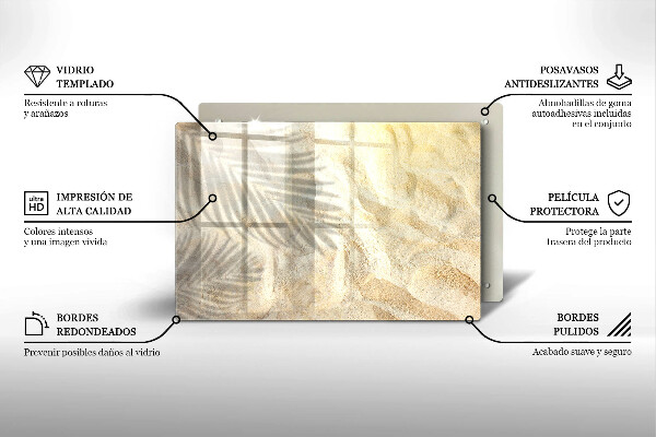 Tagliere in vetro temperato Foglie di palma e sabbia