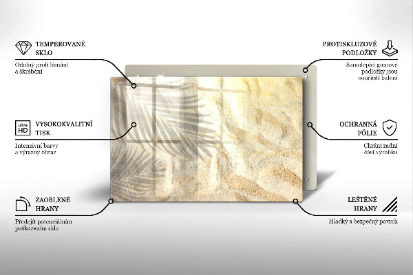 Tagliere in vetro temperato Foglie di palma e sabbia