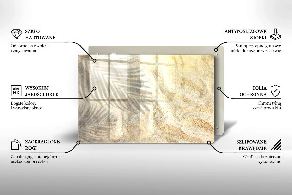 Tagliere in vetro temperato Foglie di palma e sabbia