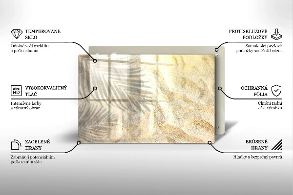 Tagliere in vetro temperato Foglie di palma e sabbia