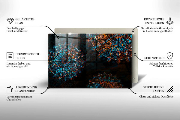 Tagliere in vetro temperato Ruote vintage boho