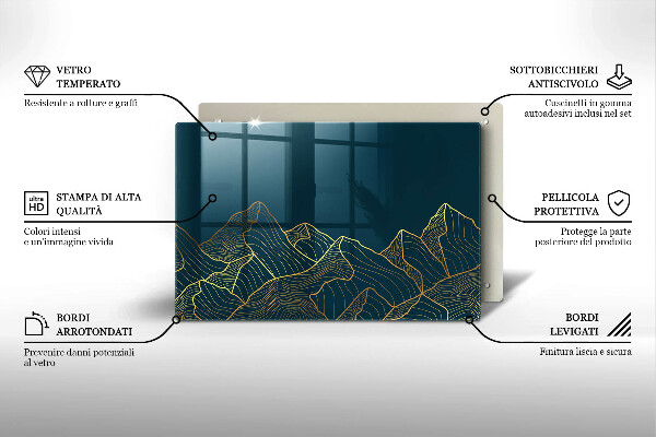 Tagliere in vetro temperato Montagne astratte