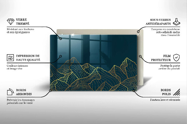 Tagliere in vetro temperato Montagne astratte