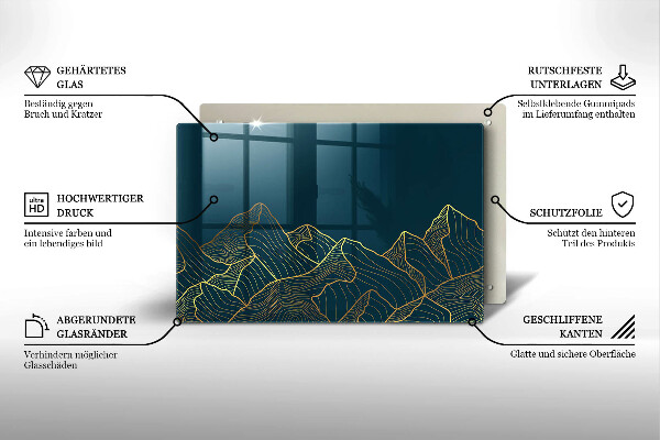 Tagliere in vetro temperato Montagne astratte
