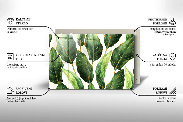 Tagliere in vetro temperato Foglie di banana