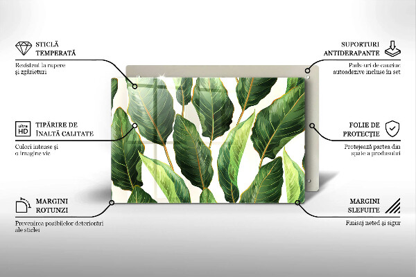 Tagliere in vetro temperato Foglie di banana