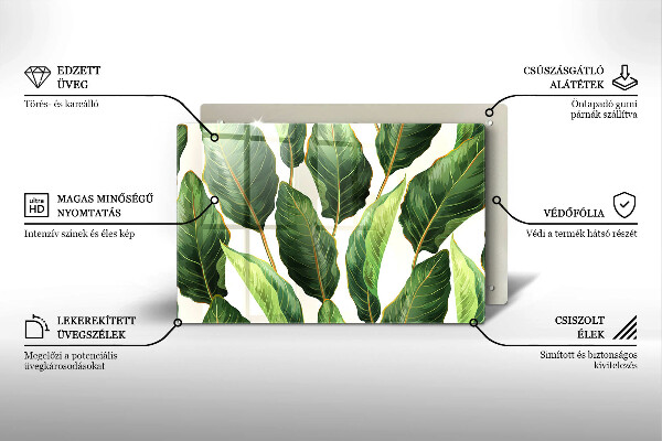 Tagliere in vetro temperato Foglie di banana