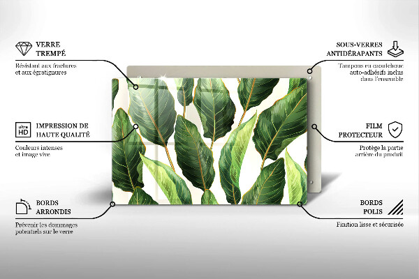 Tagliere in vetro temperato Foglie di banana