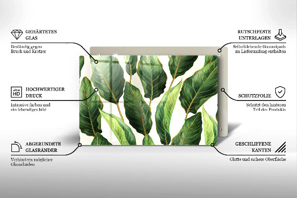 Tagliere in vetro temperato Foglie di banana