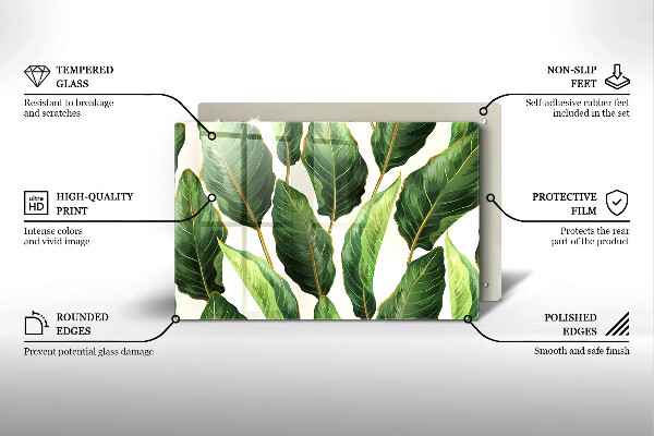 Tagliere in vetro temperato Foglie di banana