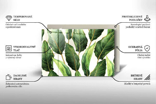 Tagliere in vetro temperato Foglie di banana