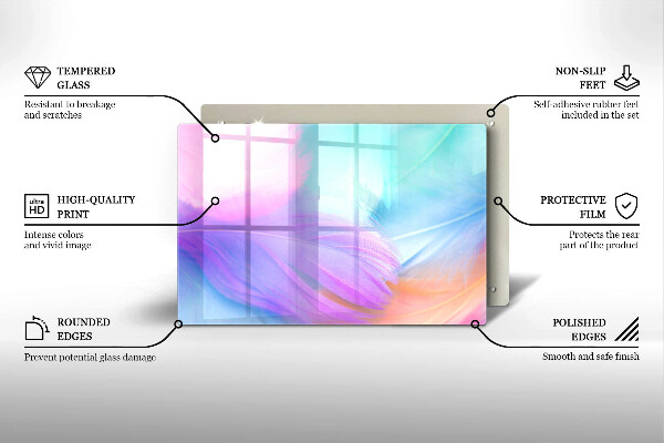 Tagliere in vetro temperato Piume pastello