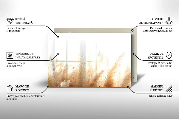 Tagliere in vetro temperato Erba della pampa