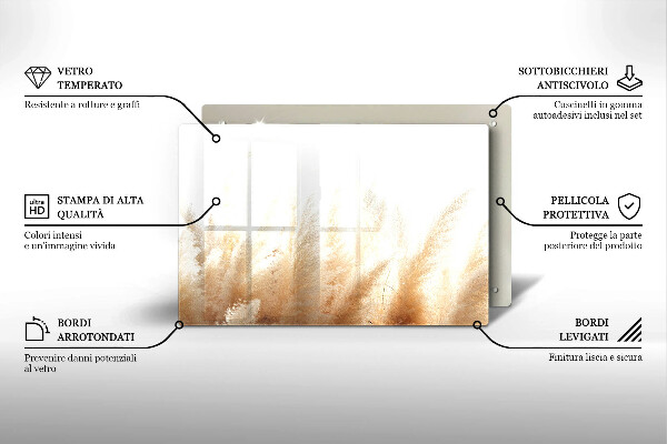 Tagliere in vetro temperato Erba della pampa