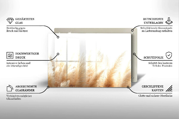Tagliere in vetro temperato Erba della pampa