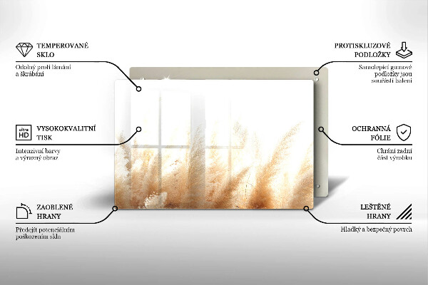 Tagliere in vetro temperato Erba della pampa