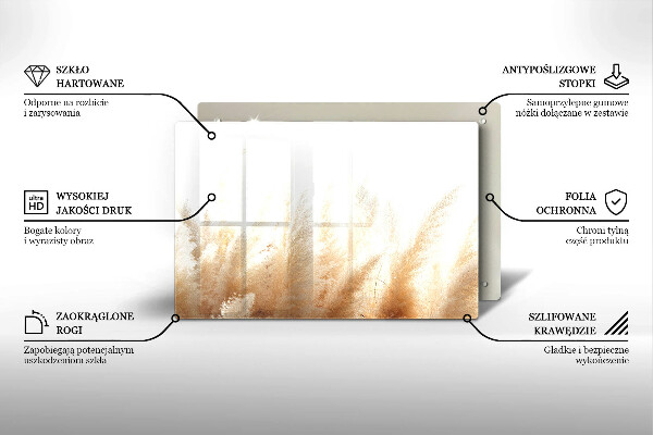 Tagliere in vetro temperato Erba della pampa